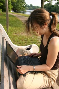 Student working on laptop